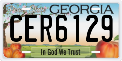 GA license plate CER6129