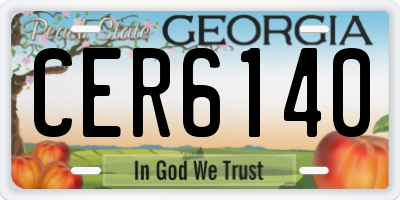 GA license plate CER6140
