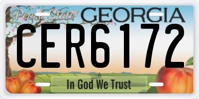 GA license plate CER6172
