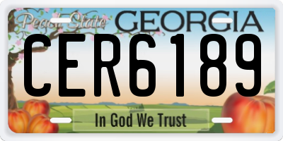 GA license plate CER6189