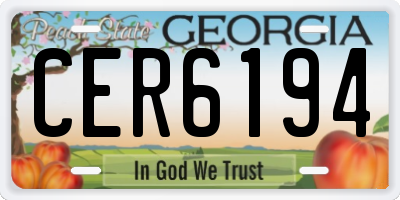 GA license plate CER6194