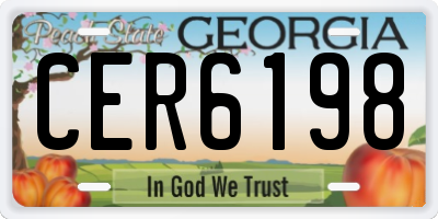 GA license plate CER6198