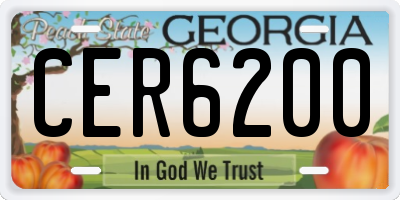 GA license plate CER6200