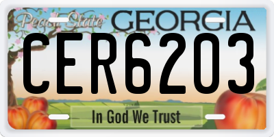 GA license plate CER6203