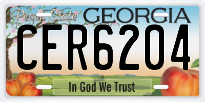 GA license plate CER6204