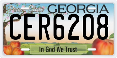 GA license plate CER6208