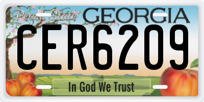 GA license plate CER6209