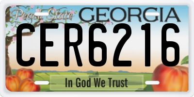 GA license plate CER6216