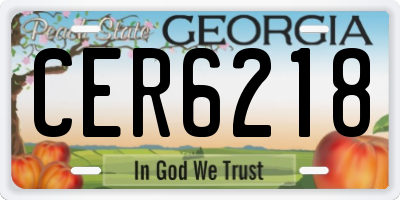 GA license plate CER6218