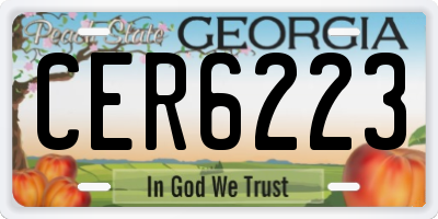 GA license plate CER6223