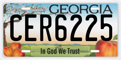 GA license plate CER6225