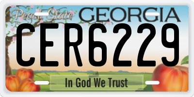 GA license plate CER6229