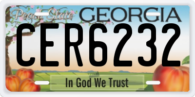 GA license plate CER6232