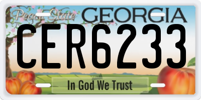 GA license plate CER6233
