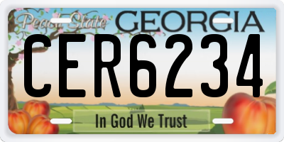 GA license plate CER6234