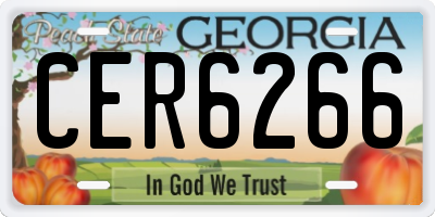 GA license plate CER6266