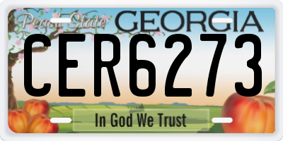 GA license plate CER6273