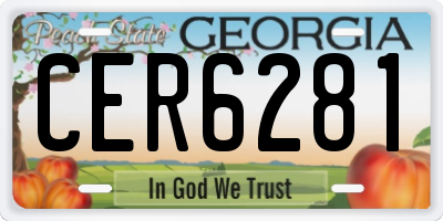 GA license plate CER6281