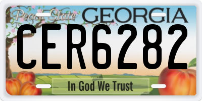 GA license plate CER6282