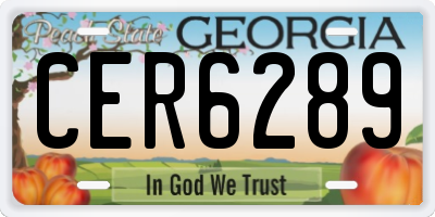 GA license plate CER6289