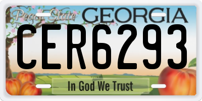 GA license plate CER6293