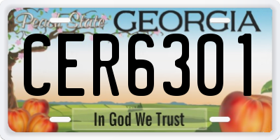 GA license plate CER6301