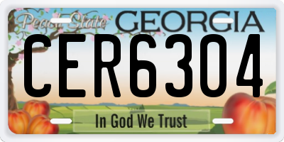 GA license plate CER6304