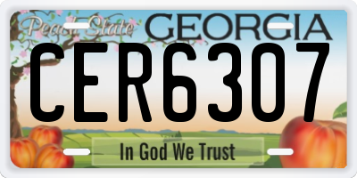 GA license plate CER6307