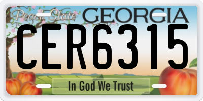 GA license plate CER6315