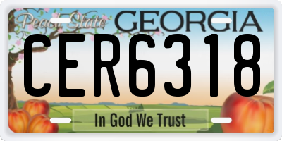 GA license plate CER6318