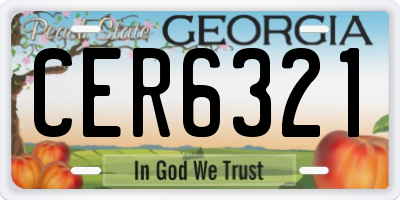 GA license plate CER6321