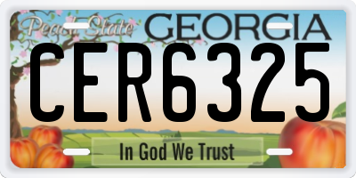 GA license plate CER6325