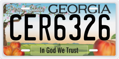 GA license plate CER6326