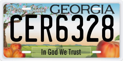 GA license plate CER6328