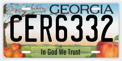 GA license plate CER6332