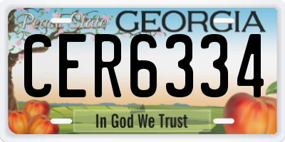 GA license plate CER6334