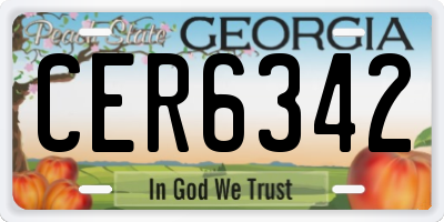 GA license plate CER6342