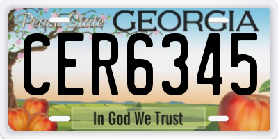 GA license plate CER6345