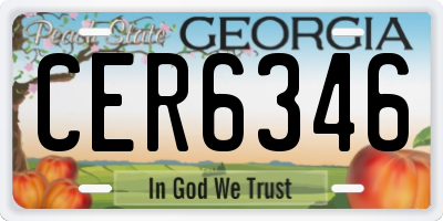 GA license plate CER6346