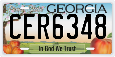 GA license plate CER6348