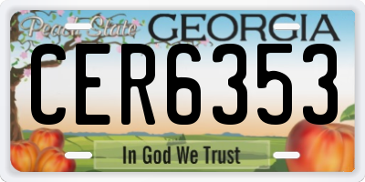 GA license plate CER6353