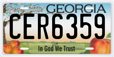 GA license plate CER6359