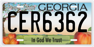GA license plate CER6362