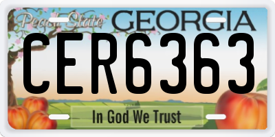 GA license plate CER6363
