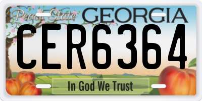GA license plate CER6364