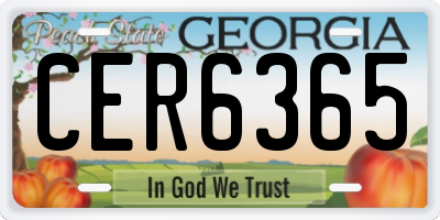GA license plate CER6365