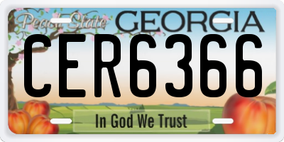 GA license plate CER6366