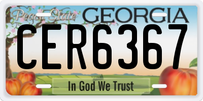 GA license plate CER6367