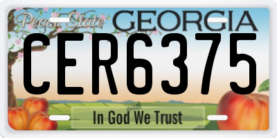 GA license plate CER6375
