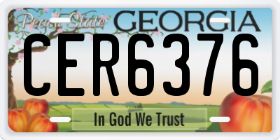 GA license plate CER6376